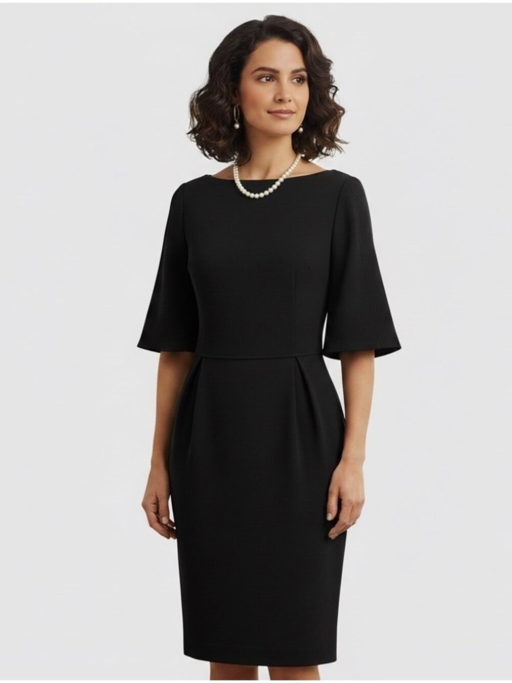 Rachel Roy Black Tailored Short Sleeve Knee Dress - Small